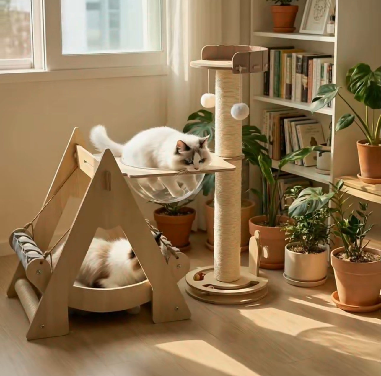 Kattmöbel med klöspelare, viloplats & hammock