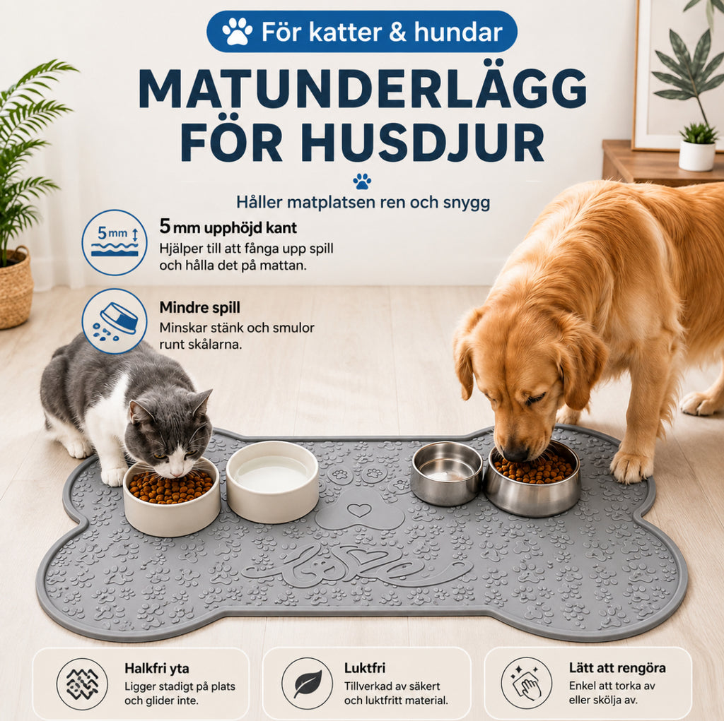 Matunderlägg för hund och katt – mindre spill och enklare rengöring
