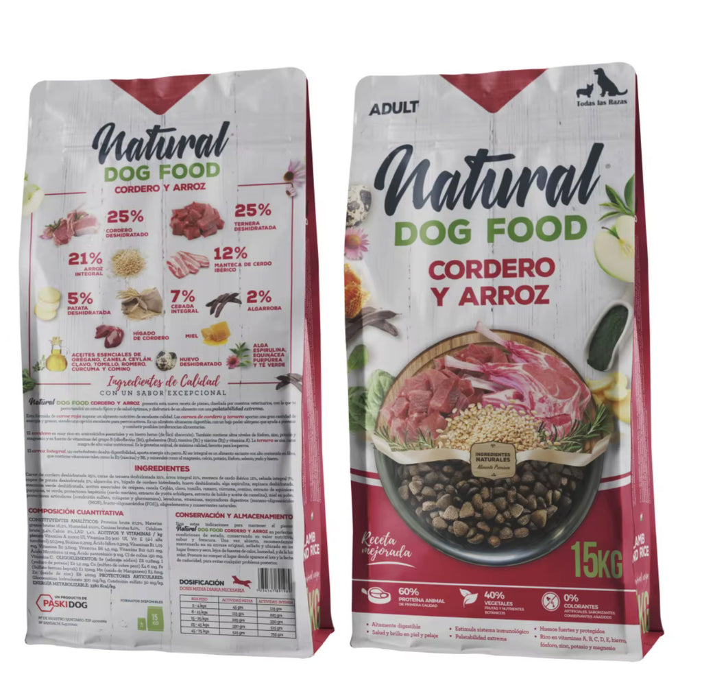 Naturligt hundfoder med lamm & ris