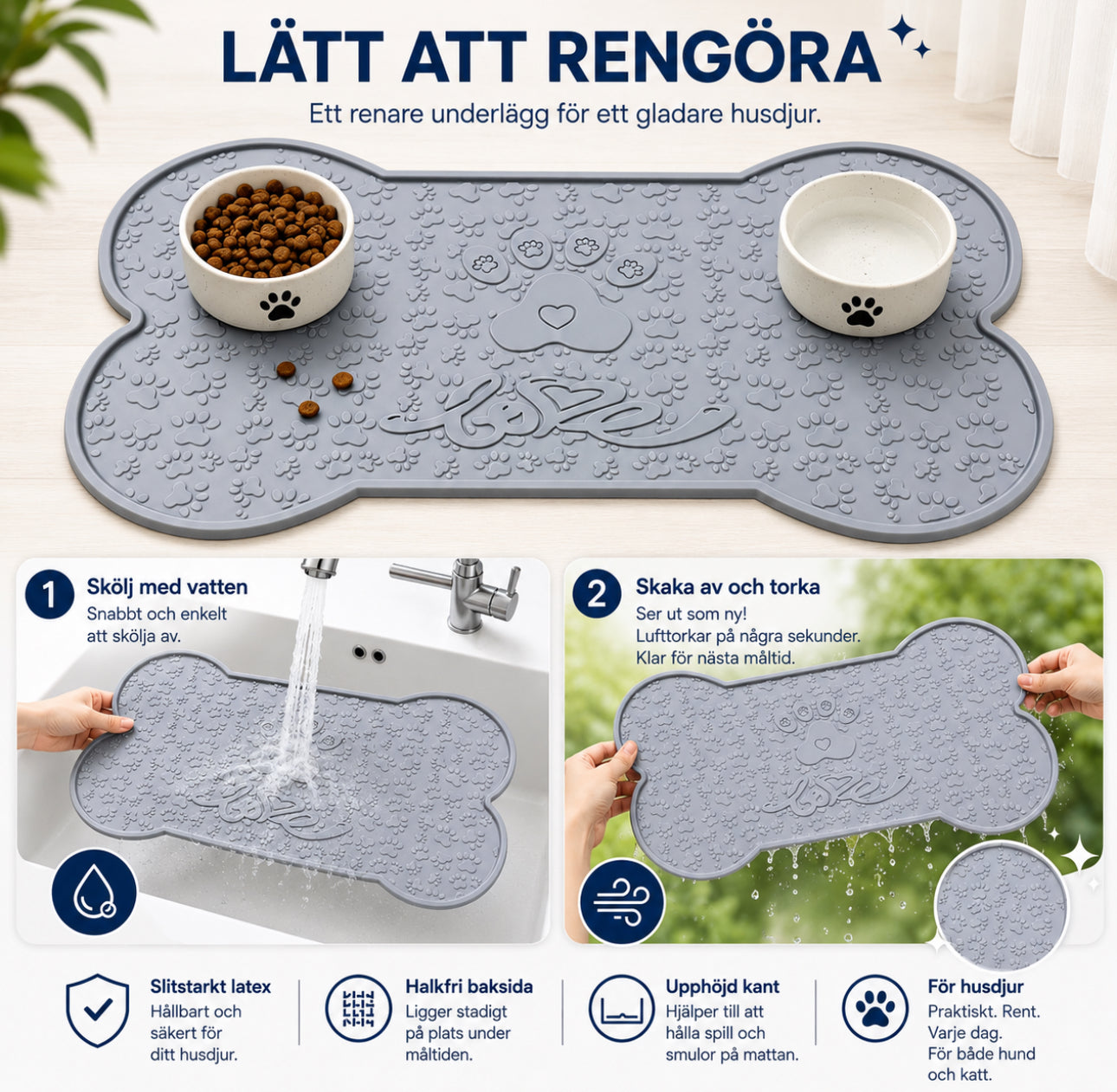 Matunderlägg för hund och katt – mindre spill och enklare rengöring