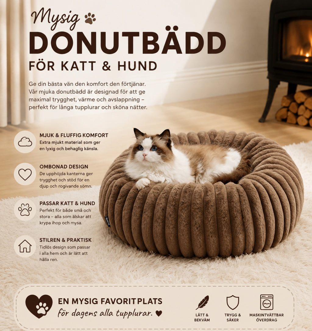 Mysig Donutbädd för Katt & Hund